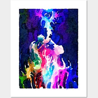 Fantasy Flames Watercolor Posters and Art